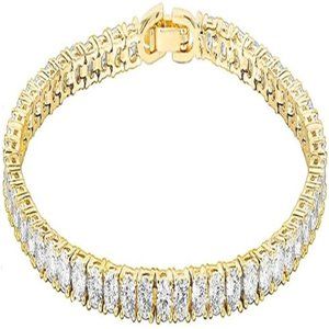 Gold Plated Cubic Zirconia Classic Bracelet 6.5 in